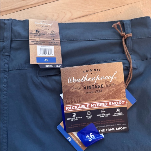 NWT Weatherproof Blue Flat Front Shorts for packable hybrid - Picture 2 of 5